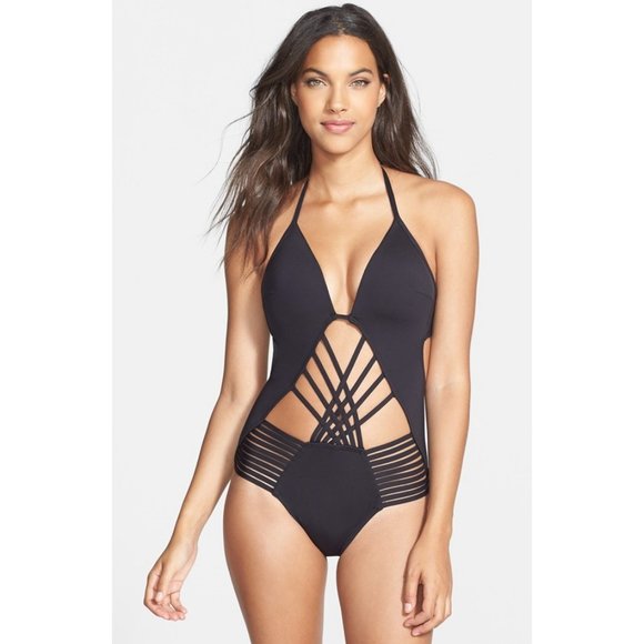 Kenneth Cole New York Push-Up One-Piece Swimsuit Black KC6K412 S Small - Picture 1 of 2